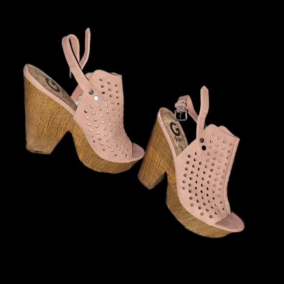 G by Guess Pink Studded Platform Heels - Picture 1 of 5